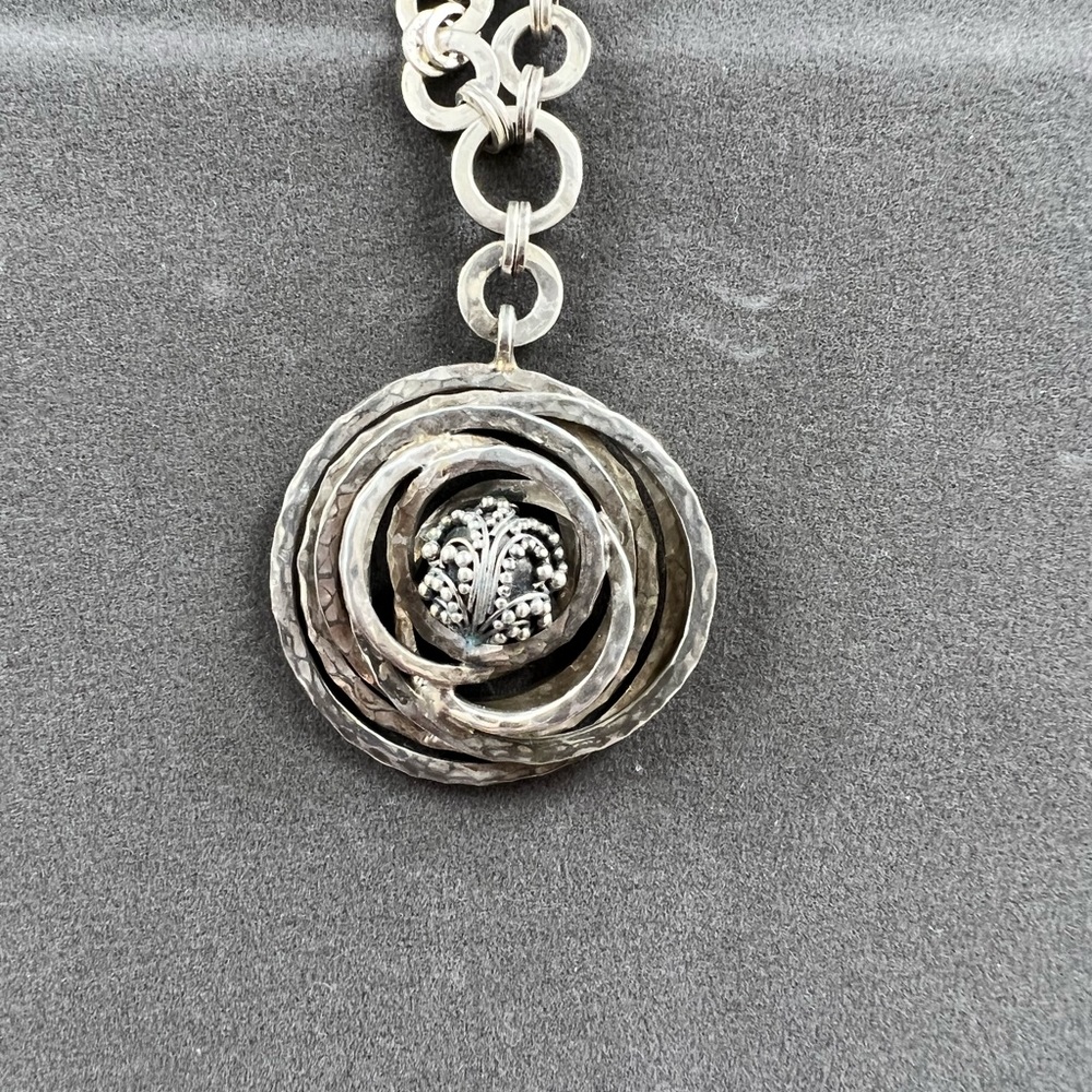 Lois Hill circle pendant with filagree bead